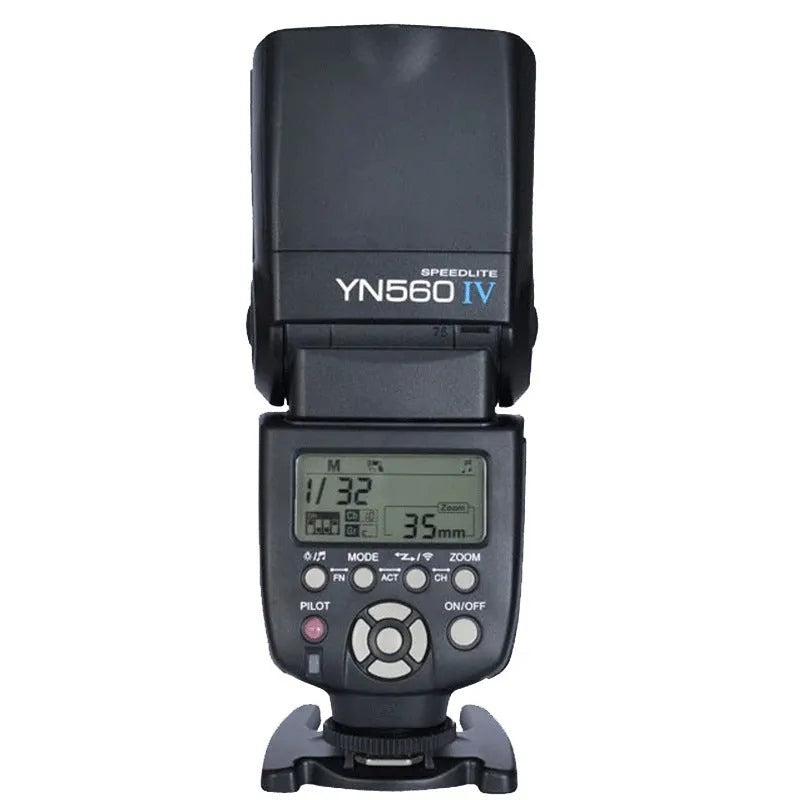 Black universal camera on-board flash with 58 guide number for Canon Nikon cameras, rotatable head, 24-105mm range
