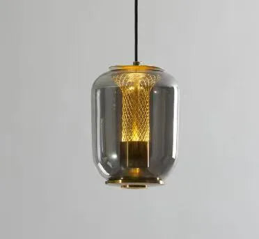 Minimalist chandelier in clear, cognac or smoky grey colour D16xH20cm dimensions