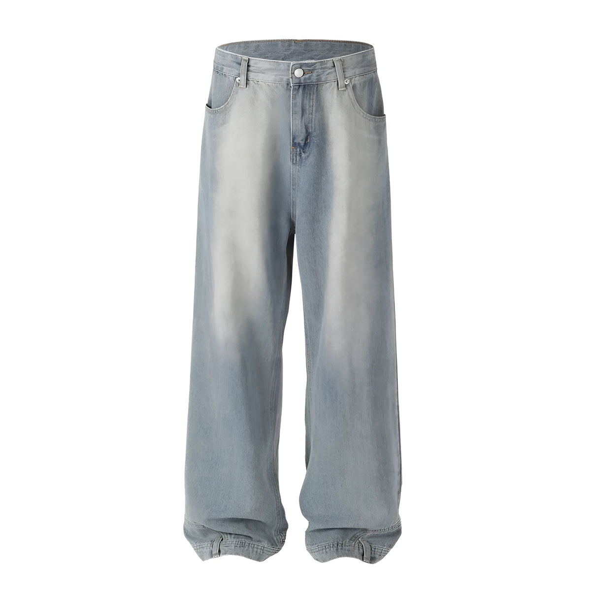 Men's blue reverse wear loose jeans in cotton denim with relaxed fit