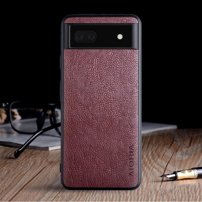 Google Pixel 6 series phone case with lychee skin texture in classic business style