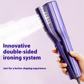 Handheld garment steamer with plastic body showing hanging and flat ironing modes