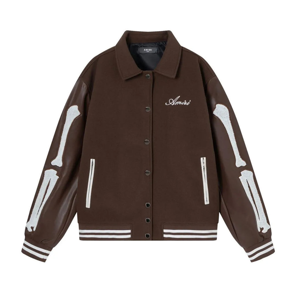 Women's apricot stickers bone embroidered long sleeve wool jacket for autumn winter.
