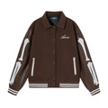 Women's apricot stickers bone embroidered long sleeve wool jacket for autumn winter.