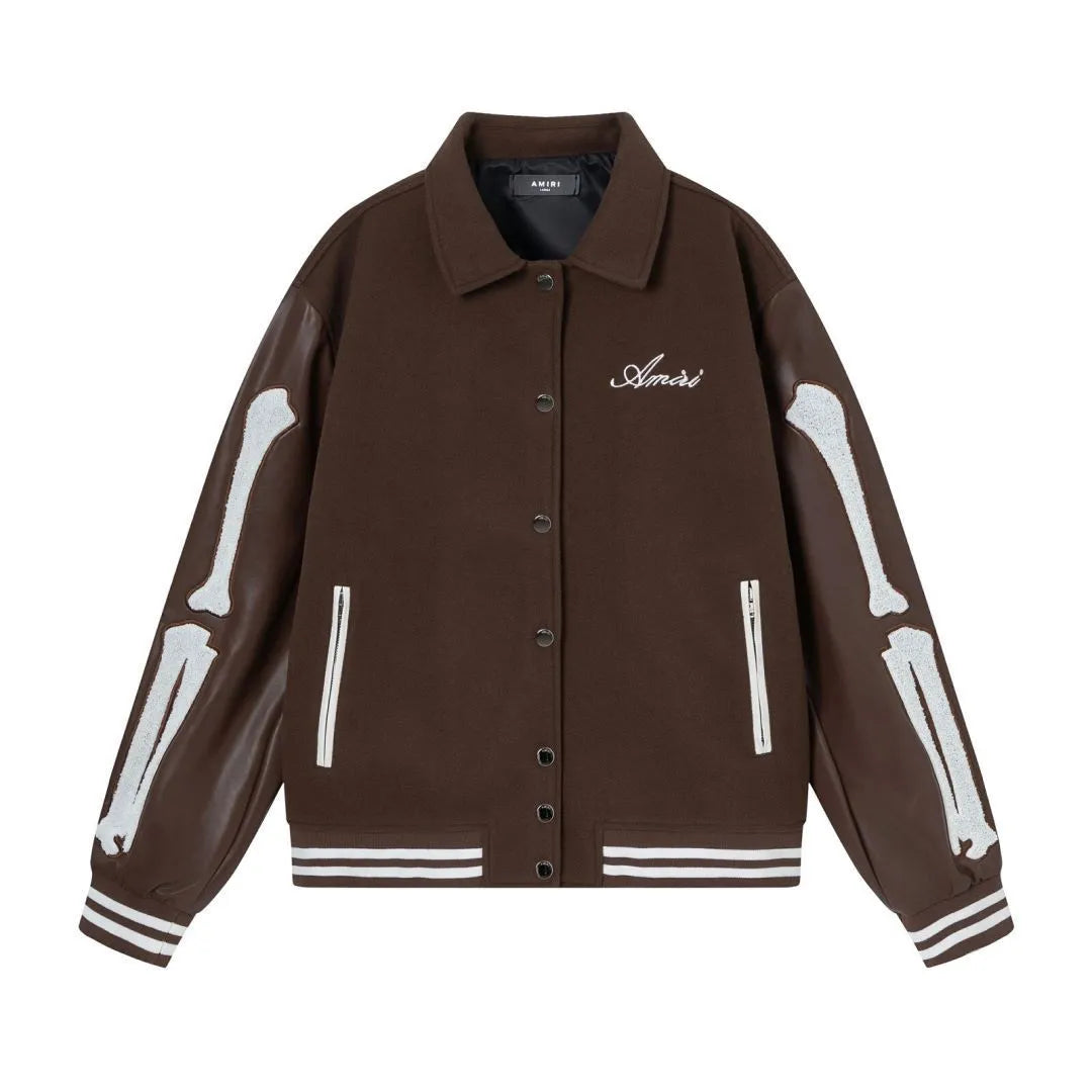 Women's apricot stickers bone embroidered long sleeve wool jacket for autumn winter.