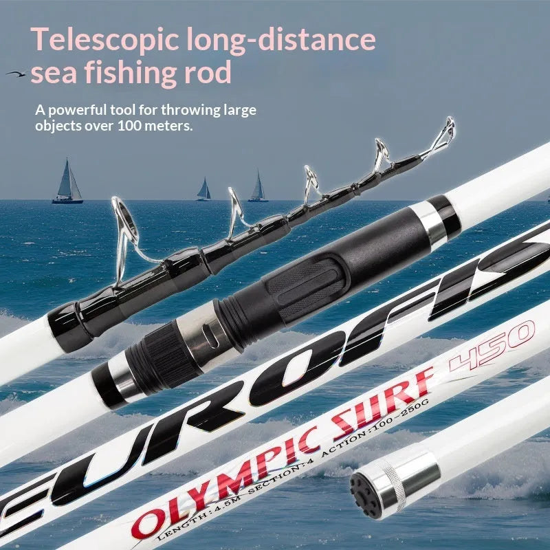 Telescopic high carbon sea fishing rod in 4.2m and 4.5m lengths for coastal angling