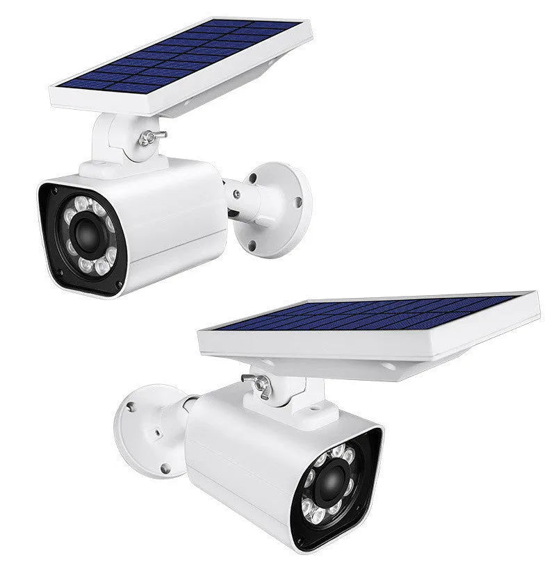 Solar garden light with simulation camera, 5W LED, IP67 waterproof, white 18 lights, aluminium alloy and ABS housing