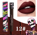 Halloween creative makeup lip gloss in skull test tube packaging showing DR160 shade range