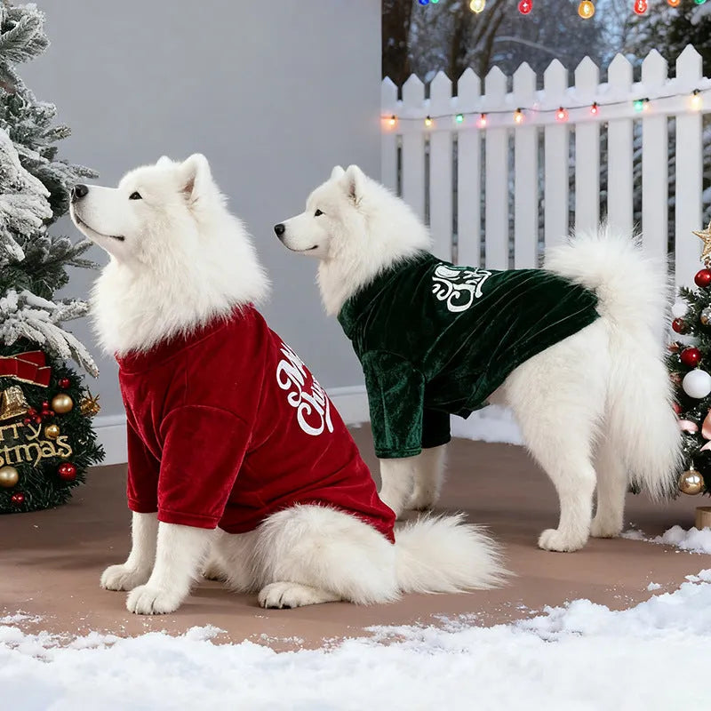 Christmas pet clothes red green polyester coat for dogs and cats sizes S to 6XL