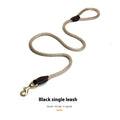 Black nylon dog leash hand-holding rope 130cm long on white background with four thickness options XS S M L