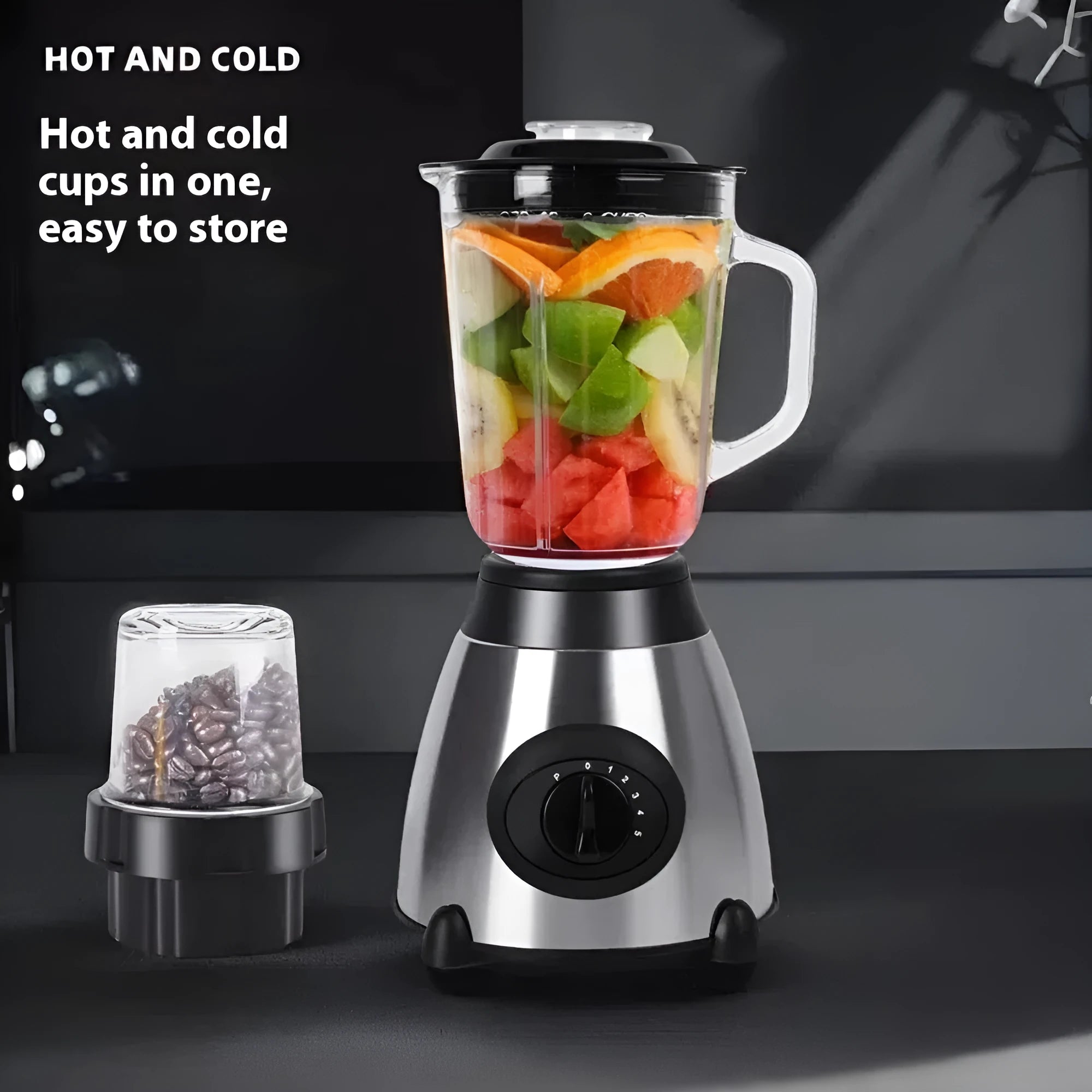 Multifunctional household stainless steel juicer with glass cup, 20x40cm, semi-automatic operation for 2-3 people