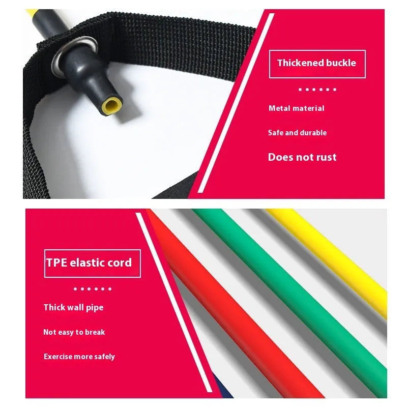 Adjustable chest expander with five colour-coded resistance levels for home fitness training