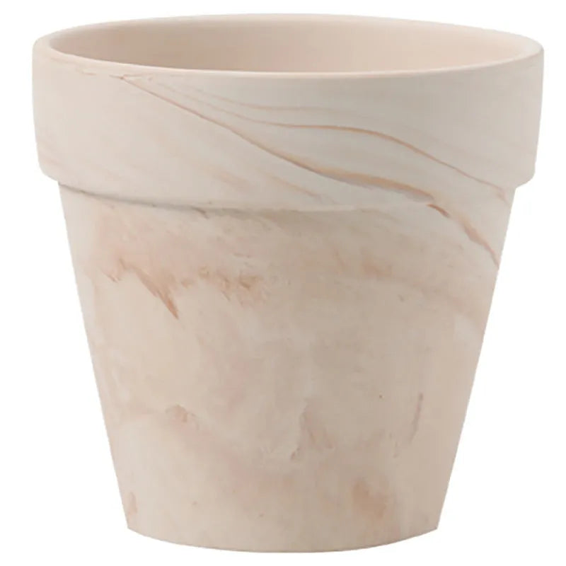 Gradient macchiato red and white pottery flowerpot with natural clay finish, breathable and self-absorbent for plants