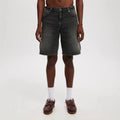Men's loose fit straight leg denim jeans in light blue colour on hanger