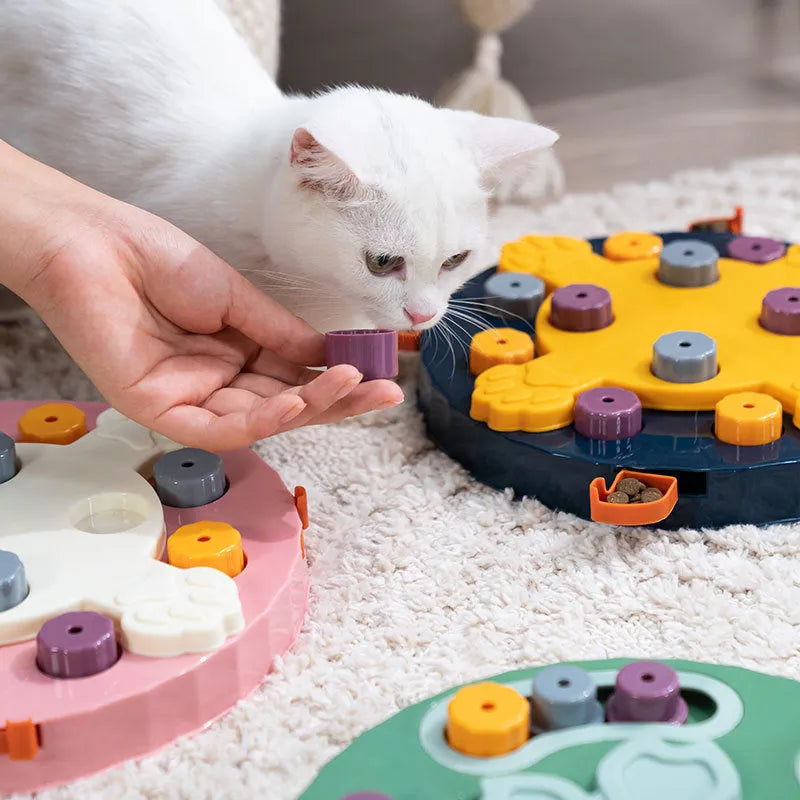 Blue rubberised silicone dog slow feeder puzzle mat with maze-like feeding channels