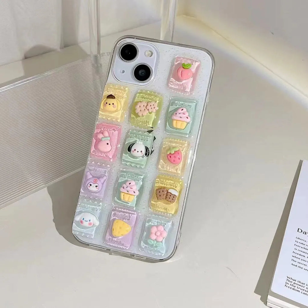 Creative adhesive candy TPU phone case with three-dimensional candy design for iPhone