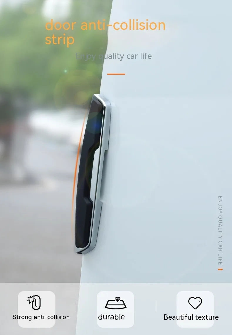 Four black plastic silicone car door protector strips measuring 9.5cm by 2cm