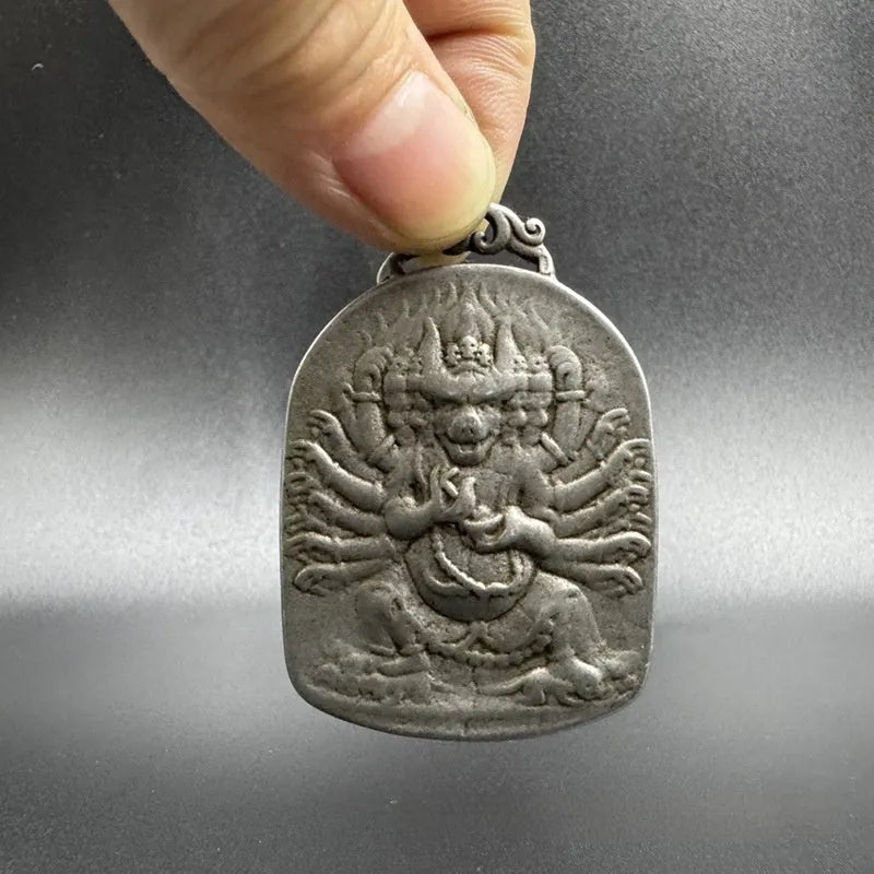 Antique Chinese style geometric iron pendant hanging ornament.