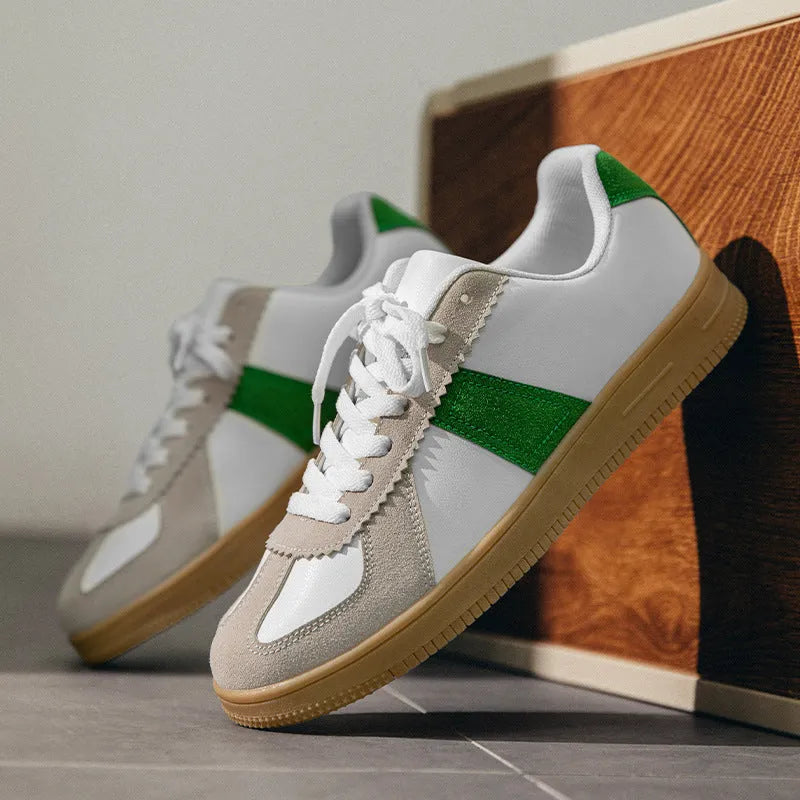 Men's retro sports sneakers board shoes artificial PU upper mesh lining flat heel lace-up size 36-47 735 Gray 735 Green