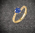 Women's adjustable open copper ring in platinum colour, geometric U-shape with round element, Korean style