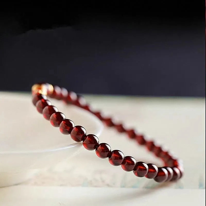 Retro wine red glass bead bracelet for women with manual processing and new Chinese style