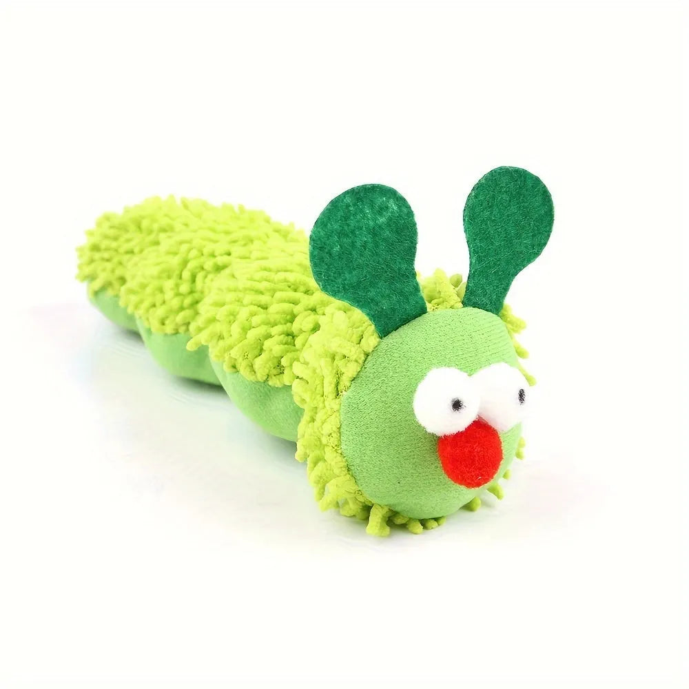 Green interactive plush cat toy pillow with rechargeable electronic sports features measuring 24x11x5cm