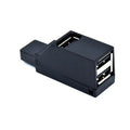 USB 2.0 mini portable 4-port hub extender in black for laptop or desktop