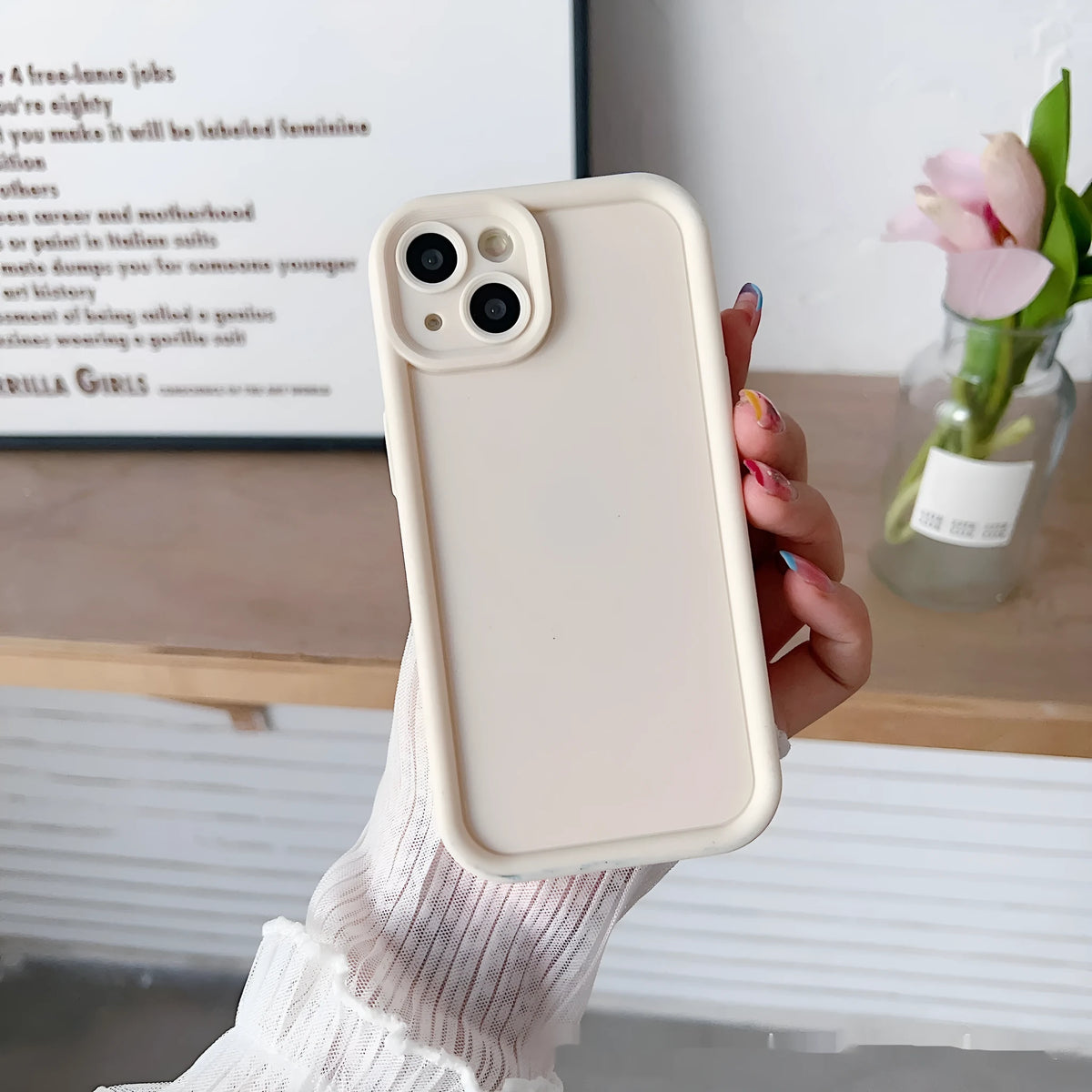 Frosted TPU Xiaomi phone case in solid colour with bracket, lanyard, and anti-fall soft shell