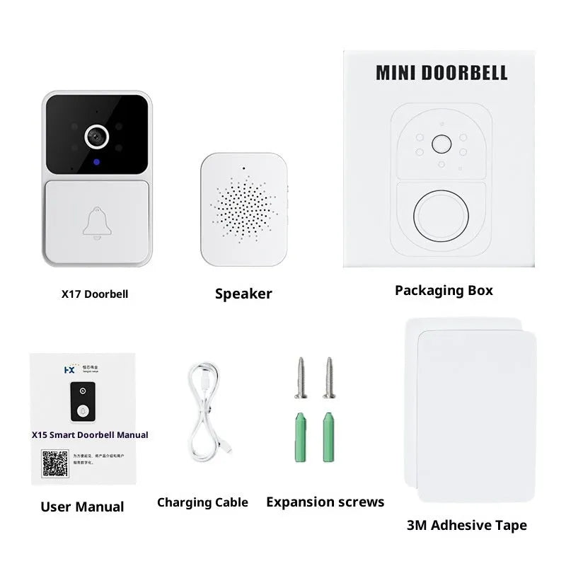 Wireless video intercom doorbell with 1080P camera rechargeable X17 model