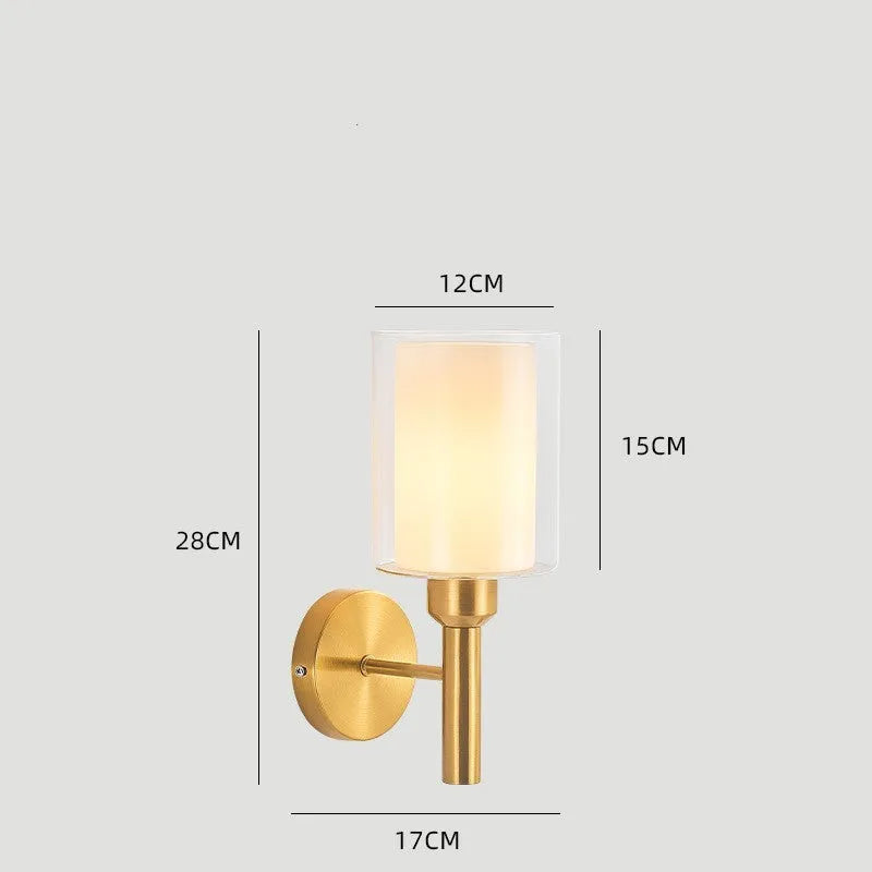 Modern copper colour glass wall lamp for bedside hallway living room