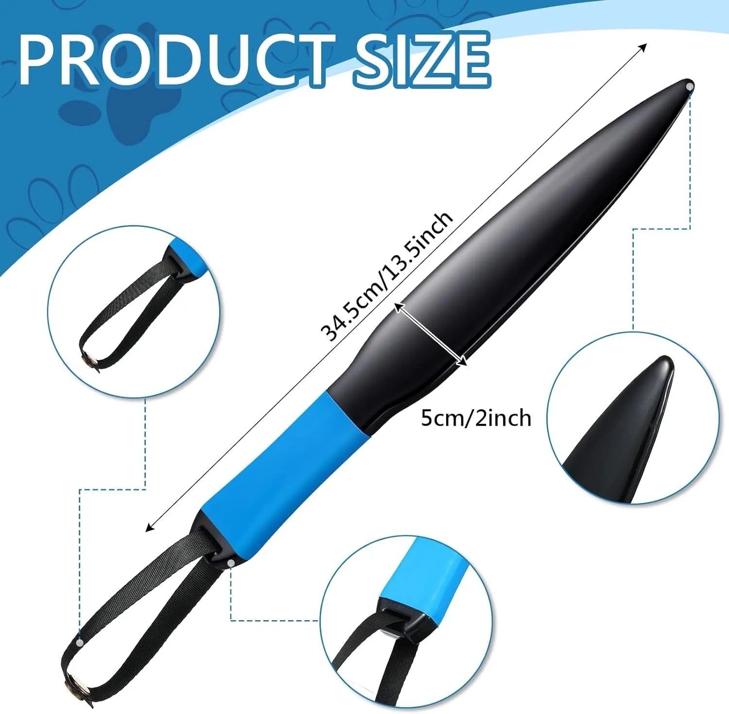 35cm dog training stick with coloured handle for bite training and jaw release
