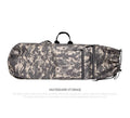 Lightweight waterproof nylon skate bag in camouflage colour with skateboard and fishing rod.