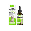 Bottle of cat three-in-one probiotic drops 60ml with ingredient list including Enterococcus faecium and Lactobacillus acidophilus