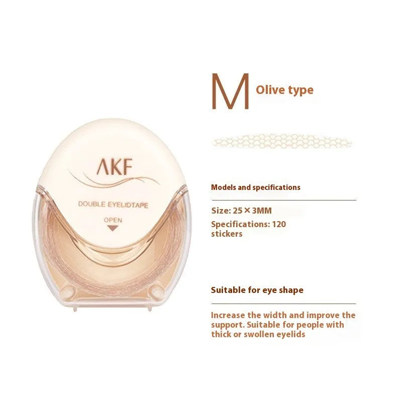 Double eyelid stickers roll with invisible lace material in crescent and olive shapes