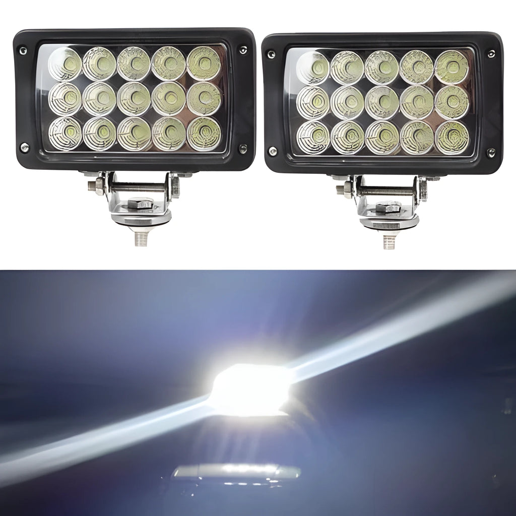 45W LED car spotlight headlight with aluminium alloy shell, PC lens, and black housing for off-road use