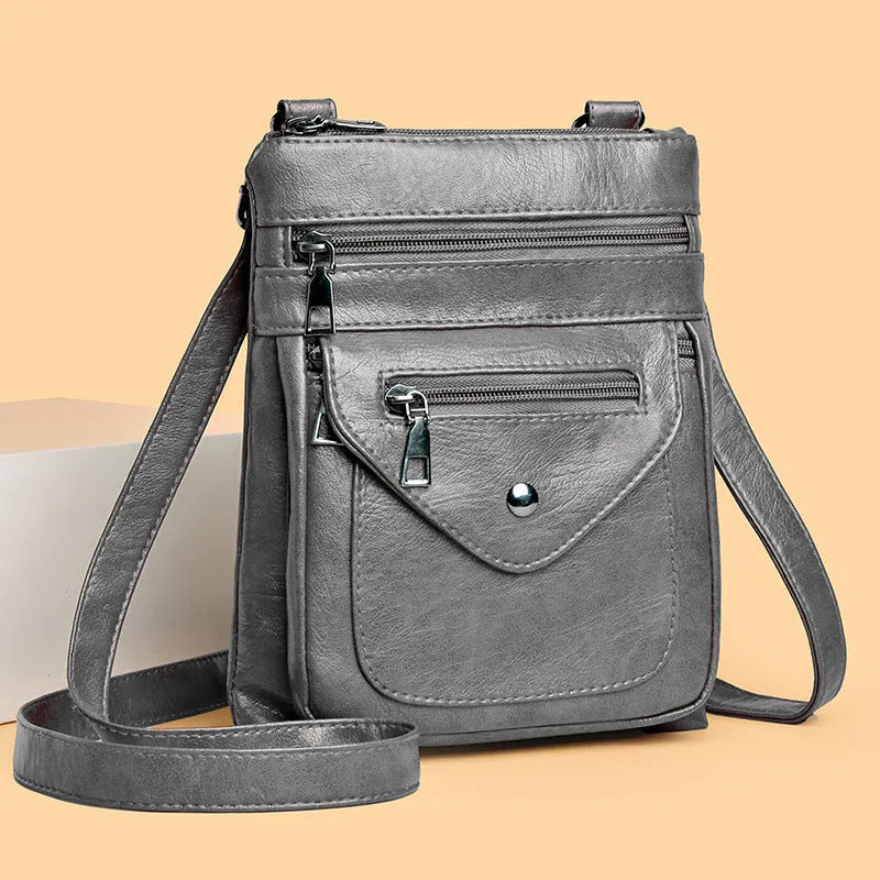 Vertical square crossbody phone bag in PU with sewing line detail