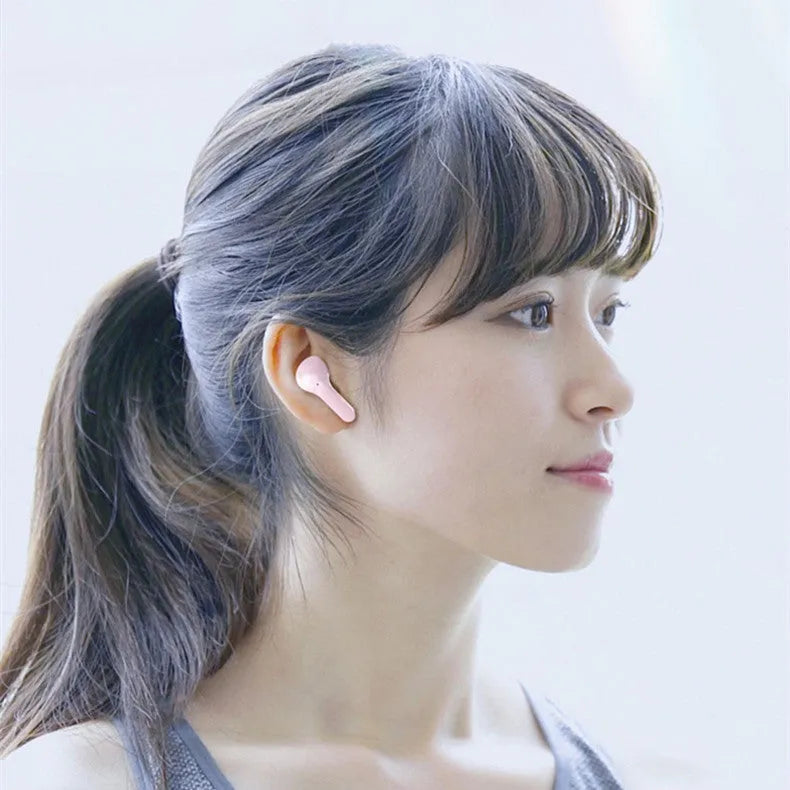 QX10 Bluetooth earphone with digital display, PC ABS material, in-ear design, black colour