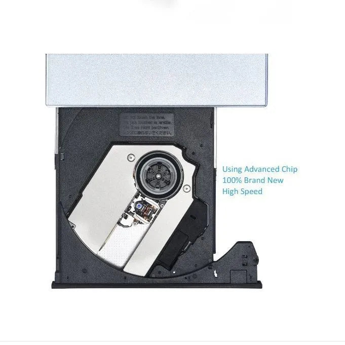 Neutral silver external DVD burner USB portable optical drive slim plastic body