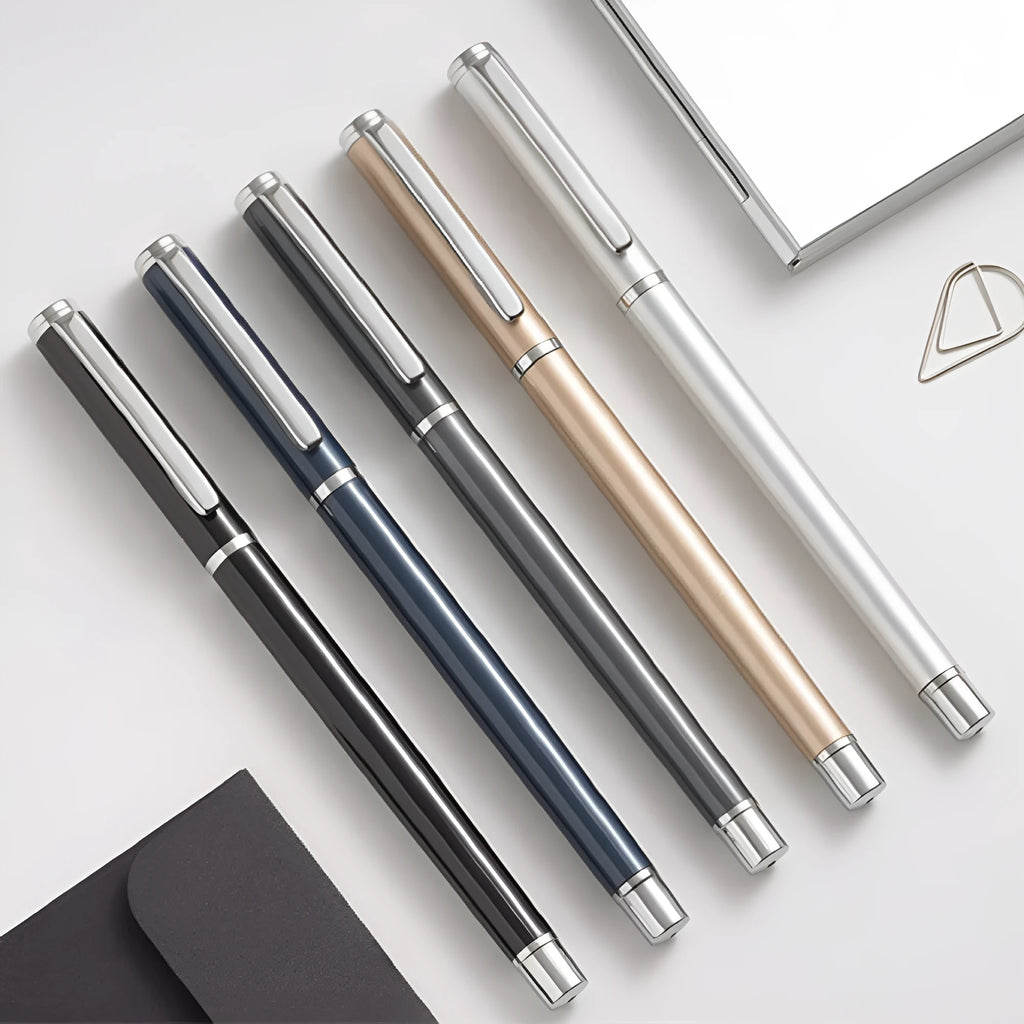 1201 metal gel pen with 0.5mm black refill showing 140mm metal body