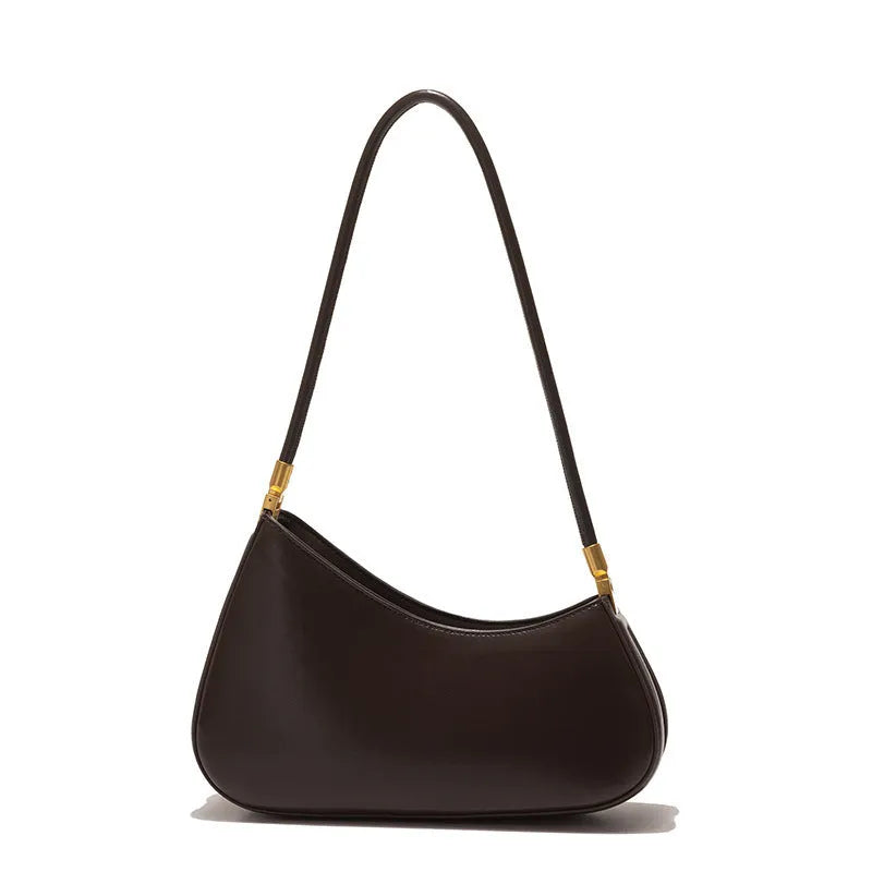 Women's retro oval underarm bag in PU leather with single shoulder strap
