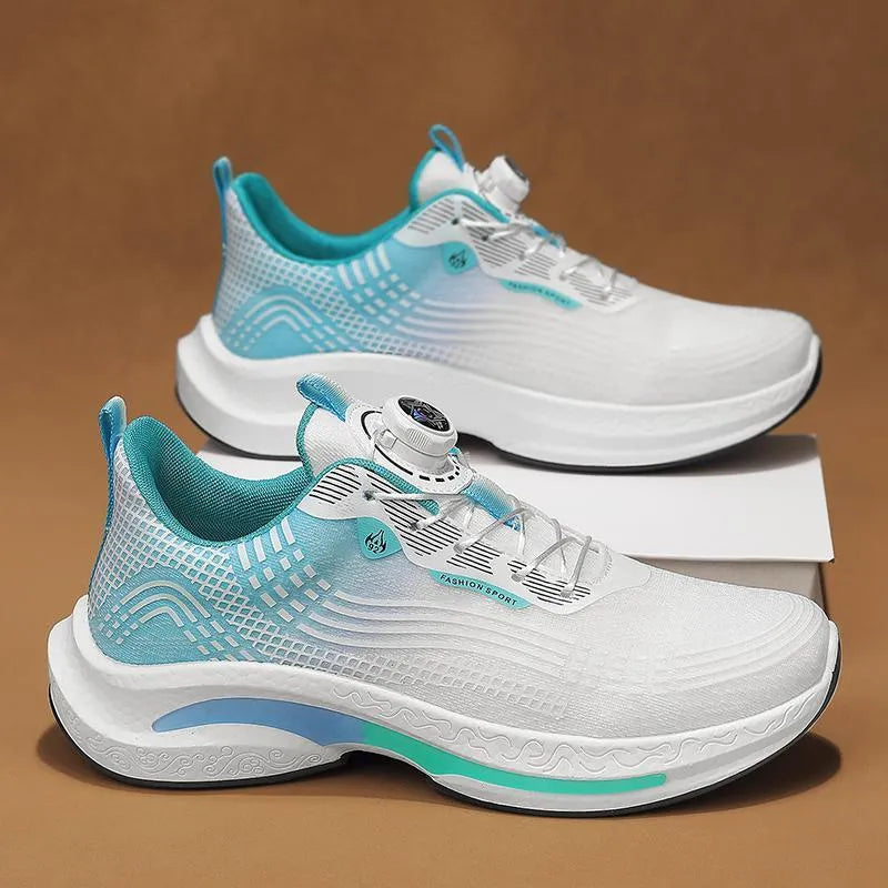 Men's low-top sneaker in mesh with a rotating buckle and rubber sole, shown in available colour options.