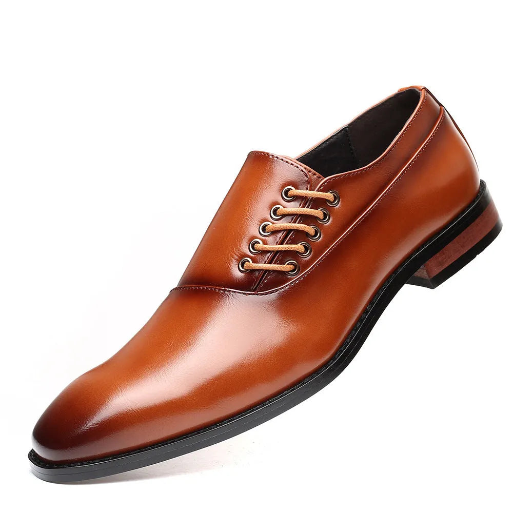 Plus size men's business formal oxford shoes in black artificial PU upper