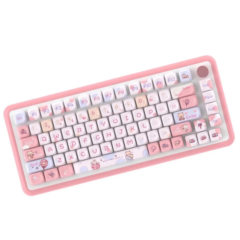Five-sided sublimation Moa PBT keycap set 112 keys sweet cotton candy colour boxed