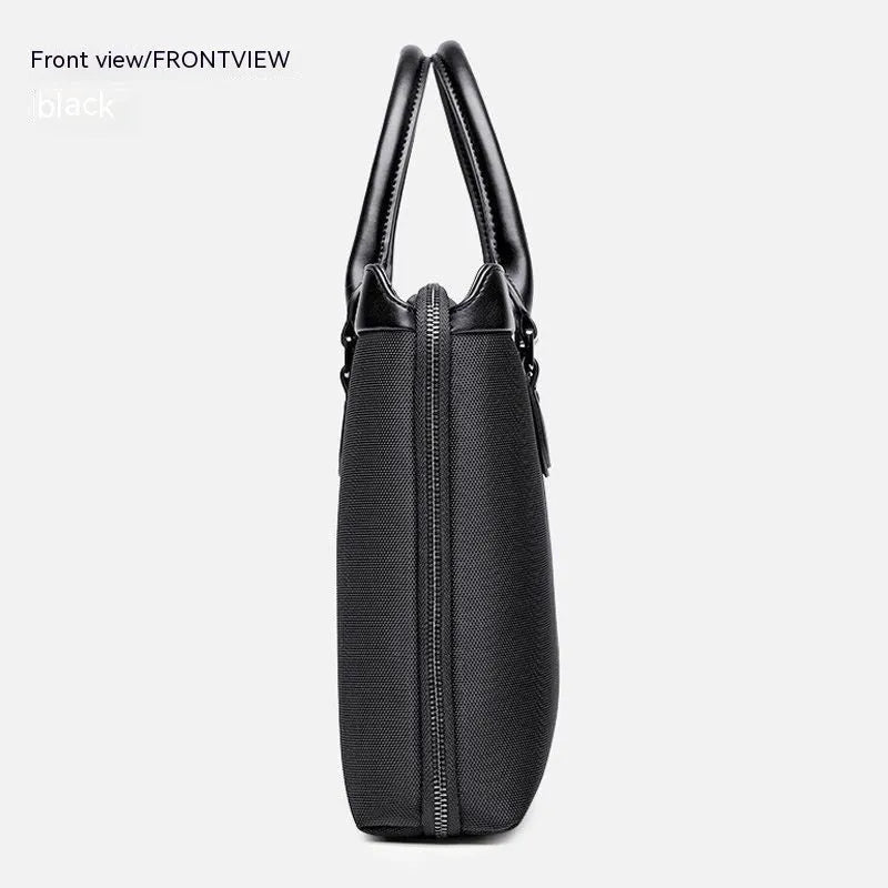 Office handbag portable briefcase file bag with PU outer and Oxford fabric lining in black or blue
