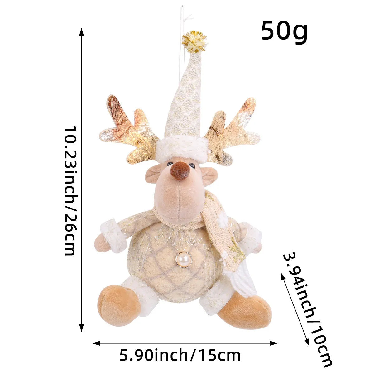 Santa Claus doll Christmas tree pendant with snowman and deer scene layout in plastic and cloth