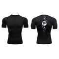 Men's short sleeve compression shirt with sword print design in multiple colour options