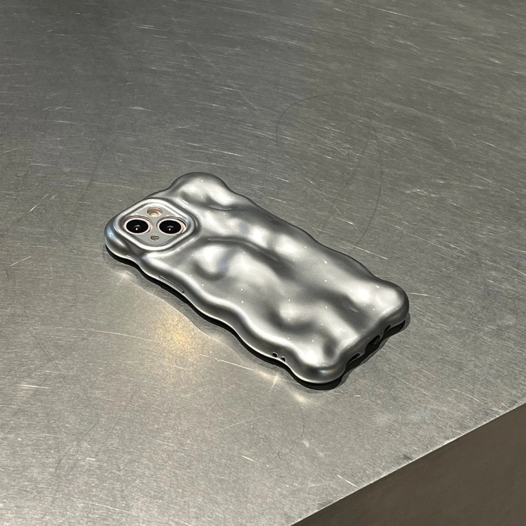 Matte silver bubble TPU phone case with anti-fingerprint texture for iPhone