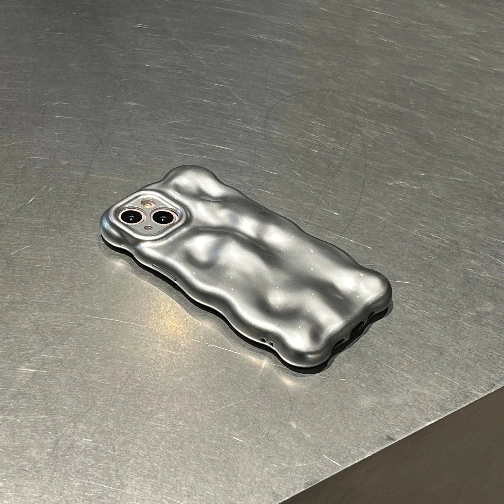 Matte silver bubble TPU phone case with anti-fingerprint texture for iPhone