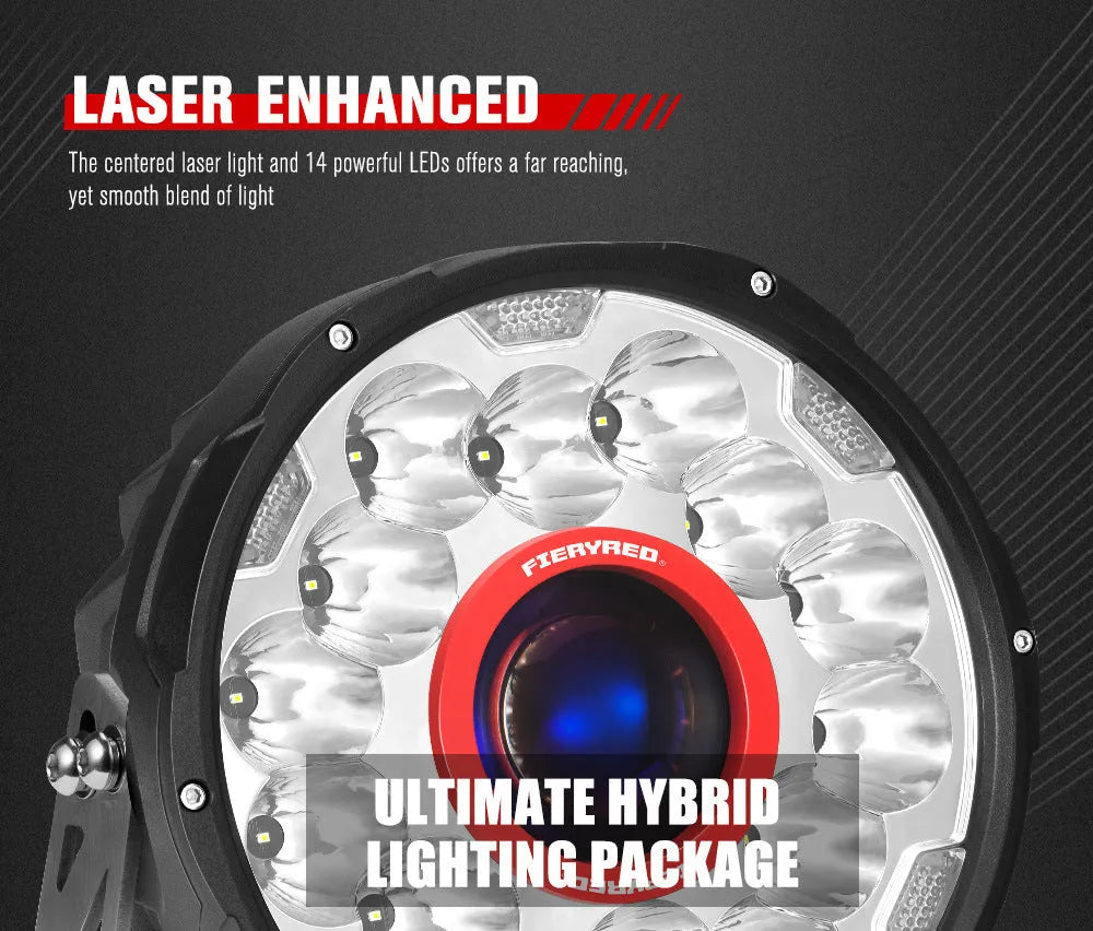 Red 7-inch waterproof LED car lights for off-road vehicle lighting upgrades