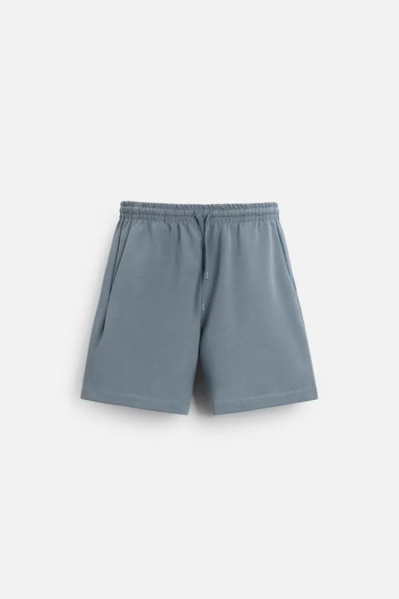 Short sleeve casual set with matching shorts in multiple colour combinations including blue, military green, black and white