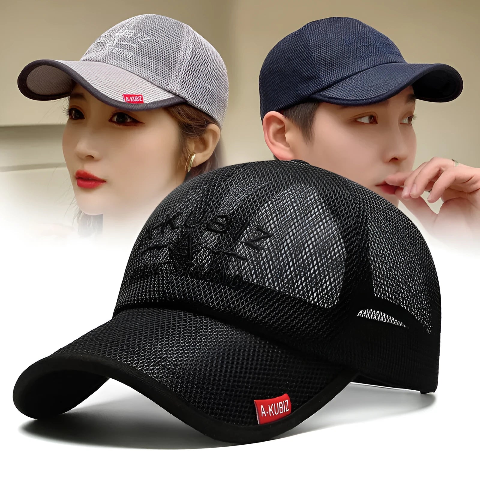Men's adjustable mesh baseball cap in army green colour showing dome crown and adjustable strap